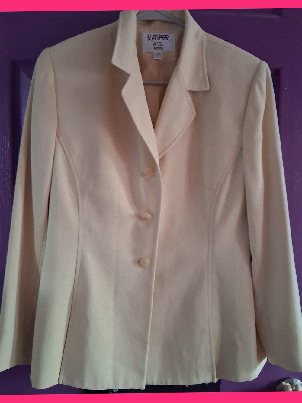 Vintage Kasper Petite Cream Women's Blazer Jacket And Skirt Set